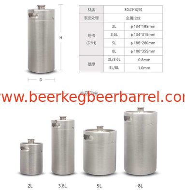 Por mayor 304 de acero inoxidable de uso doméstico Bar de retiro 2L de borracheras de cerveza de pared única Mini Growler